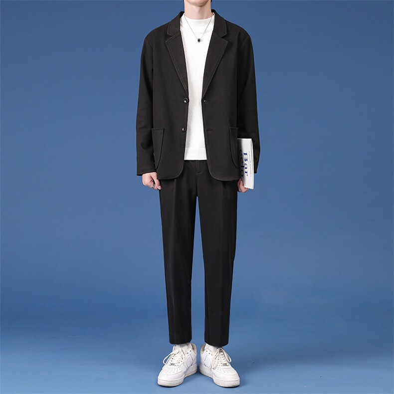 秋冬新款毛呢男士轻熟风学院风三件套潮牌港风韩版潮流毛呢套装，男装西服套装，星座505-2（原电商A260-1)