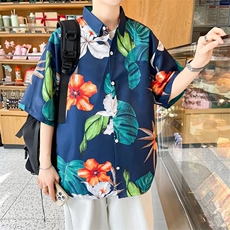 夏季男士印花短袖衬衫个性衬衣外套，男装衬衫，星座1013