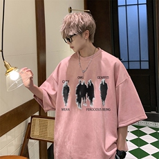 T2352特P25控39夏季高品质麂皮绒印花T恤，男装T恤，电商B205
