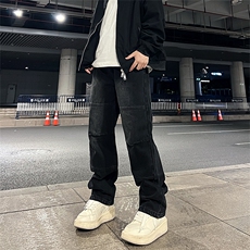 美式高街vibe风直筒长裤欧美痞帅男hiphop复古水洗牛仔裤，男装牛仔裤，星座301D-4(原星座1004-4）