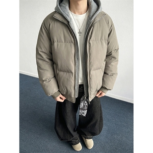现货高品质重磅工艺美式高街假两件PU皮棉衣男女加厚棉服外套图片