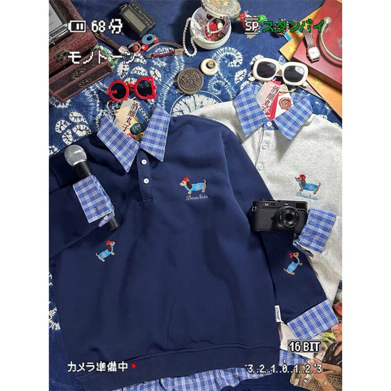 小狗刺绣假两件卫衣ZW0118-P55,男装卫衣,星座313A(原308A-2)