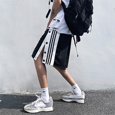 高街短裤男宽松潮流夏季休闲排扣运动潮XZ1004-1DK618P25控38，男装休闲裤，星座715