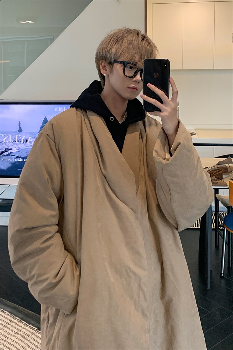 8XL-M90白鸭绒！特大码羽绒服日系绒面长款棉衣男YRFC03P268,男装羽绒服,电商D206-1