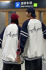 EQ86情侣装棒球服外套男女拼色刺绣学院风学生夹克秋季P118，男装夹克，电商C306-1