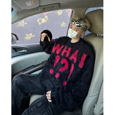 美式复古字母仿貂绒毛衣男秋冬宽松高级感休闲针织衫M6021，男装针织衫/毛衣，星座1116A-1（原606A）