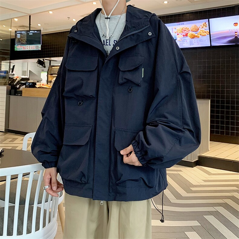 秋季多口袋冲锋衣男女款防风防水连帽外套JK0588-P60,男装夹克,星座308B-1