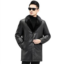 J2111新款海宁男式绵羊皮皮衣男水貂拼貂内胆皮克服P1780，男装皮衣，电商B360