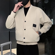 2025春秋季男士宽松休闲V领开衫夹克时尚百搭长袖男装帅气外套潮，男装夹克，星座601-2