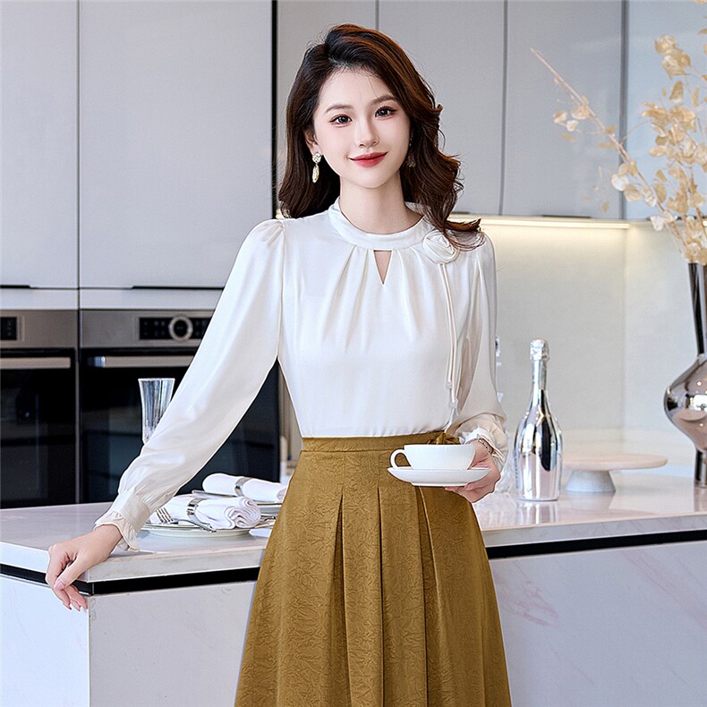 BAO现货2026秋季新款时尚气质优雅女高级感减龄显瘦长袖百搭衬衣,女装衬衫,卡杰菲