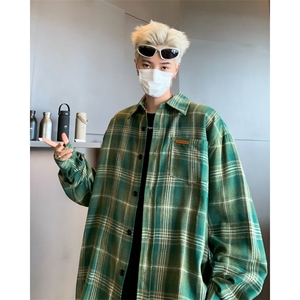 格子防晒衬衫男美式复古情侣装长袖衬衣高级感早秋外套 CS155图片