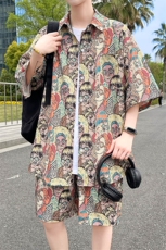 夏季海边沙滩男女同款休闲套装潮牌宽松大码XZ102B-1-TZ2560P55，男装休闲套装，星座102B-1