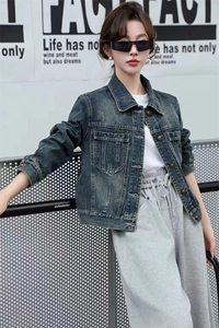 小个子欧货牛仔外套短款女士2024春秋季新款流行漂亮减龄夹克上衣图片