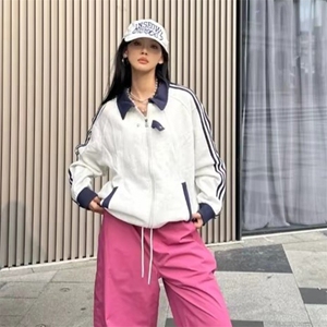 抖音得物品质秋冬美式高街重磅结构拼接织带翻领卫衣夹克外套W113图片