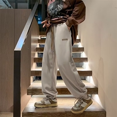 纯色羊羔绒加绒加厚卫裤男秋冬季港风ins束脚百搭休闲裤B36P38，男装休闲裤，星座1116-2
