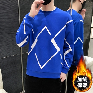 M-8XL 秋季加绒加厚胖子假两件圆领卫衣男图片