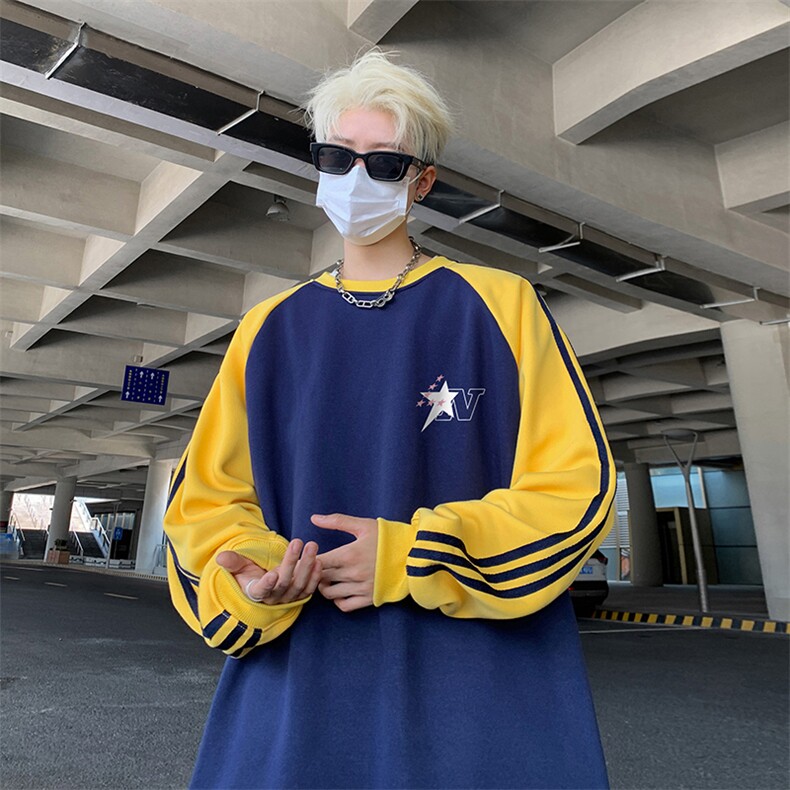 抖音得物供货提供视频秋冬重磅美式宽松织带圆领卫衣0718,男装卫衣,电商A486