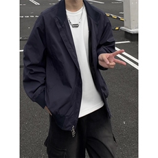 秋季新款拼接半开领夹克男女宽松休闲百搭高级感上衣J7350-特价35，男装夹克，电商A007