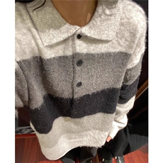 秋冬季原宿风复古撞色条纹设计感针织衫男POLO领休闲毛衣M2385，男装针织衫/毛衣，星座1116A（原606A-3）