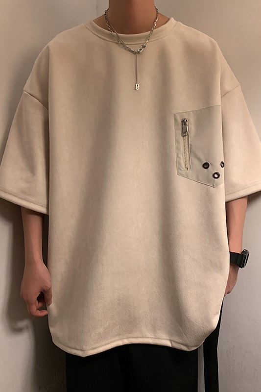 麂皮绒短袖设计感T恤小众日系机能外套美式潮1016-1T145P48K68,男装T恤,星座1016-1（原电商B408-1）