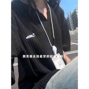 XZ809A/FFF05/P35/控48 美式V领坎肩万针小狗绣花T恤图片