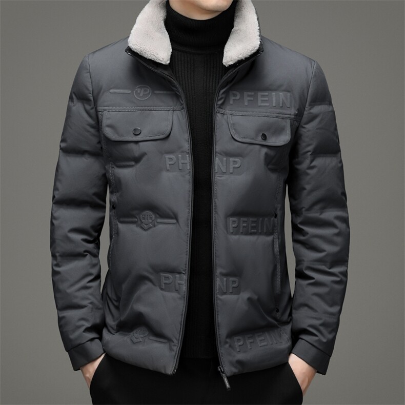 2023冬季脱卸毛领短款羽绒服男款中年装加厚外套XXH9611-P220图片
