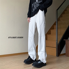 B221美式ins高街小众毛边直筒牛仔裤LK23035-P60控78，男装牛仔裤，电商B221