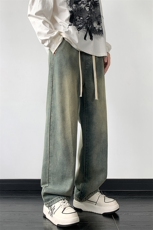 阔腿牛仔裤男宽松韩版潮流百搭复古ins潮牌直筒裤NZ06，男装牛仔裤，星座205-1