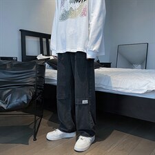 水洗直筒牛仔裤男秋季美式高街潮牌宽松休闲阔腿痞帅长裤NB20-40，男装牛仔裤，星座1008-2