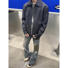网图自制闪电纹刺绣夹克翻领外套男高街棒球服长袖夹克A768-P60，男装夹克，星座1505