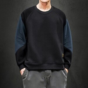 2021秋季新日系马切达大码拼接男休闲圆领宽松卫衣W5003-P40图片