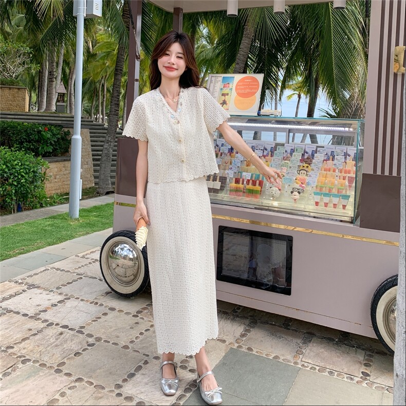 现货2025夏季新款蕾丝套装2C053款号805批160控238,女装套装/套裙,2C053