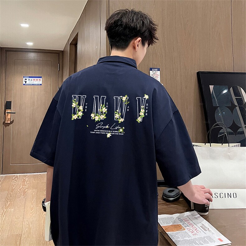 可设48小时支持抖音得物来样二开 网眼透气翻领t恤美式短袖POLO衫图片