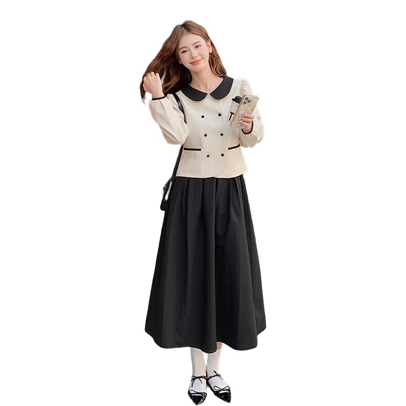 【新品首-发】韩系简约甜美娃娃领套装ZB212-2383-P165-K218,女装套装/套裙,浙宝285（原212）