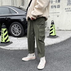 2024春季纯棉大口袋港风男美式宽松直筒休闲裤工装裤K5261P45，男装休闲裤，星座225-5