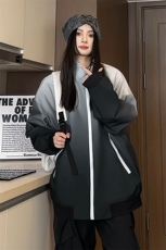 特批P58无差价春新设计感渐变翻领夹克男女防泼水冲锋衣外套J2672，男装夹克，电商A001-1