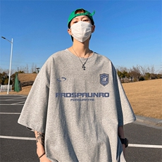 抖音得物二开现货220克夏装重磅美式高街宽松短袖t恤MT125，男装T恤，电商A486-1