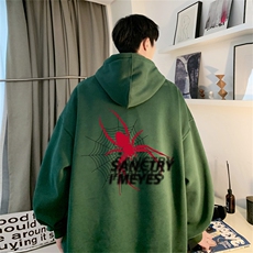 抖音品质23/秋季320G华棉男士连帽大码印花卫衣WYH3251-P45控68，男装卫衣，电商B370