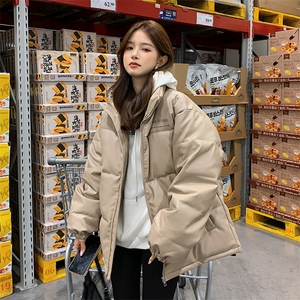 A230-P100 2025冬季新款pu皮立领棉服棉衣字母外套防风上衣图片