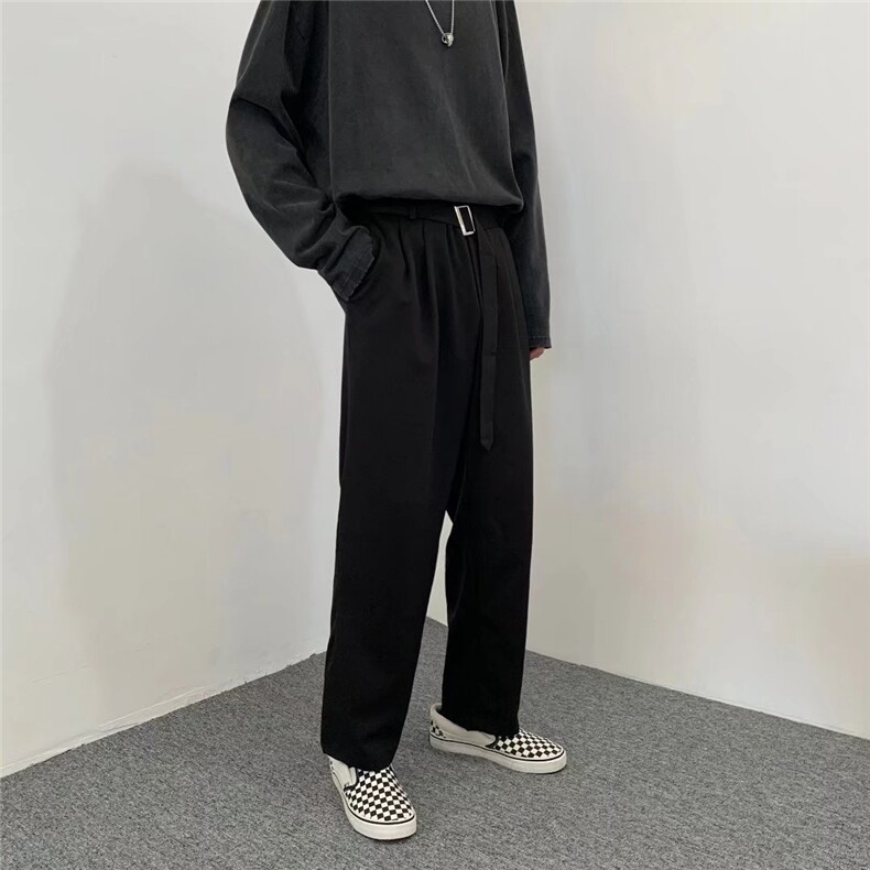 痞帅裤子男宽松百搭直筒九分裤送腰带轻熟风直筒西裤K438P35,男装休闲裤,星座1116-2