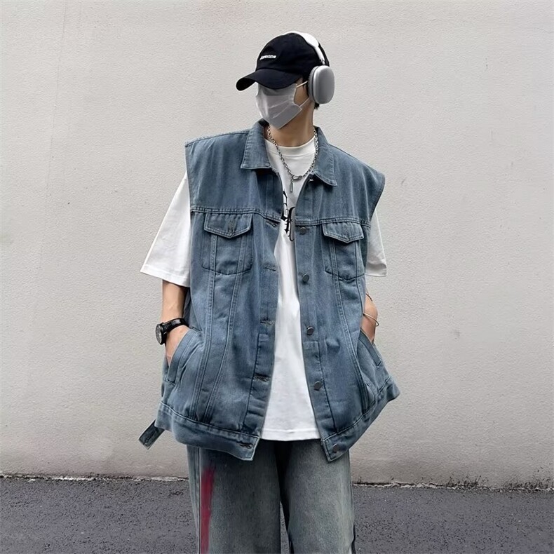 美式潮牌ins宽松夹克外套无袖坎肩背心牛仔工装马甲男J8006-P58,男装背心/马甲,星座1109-3