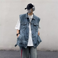 美式潮牌ins宽松夹克外套无袖坎肩背心牛仔工装马甲男J8006-P58，男装背心/马甲，星座1109-3