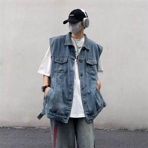 美式潮牌ins宽松夹克外套无袖坎肩背心牛仔工装马甲男 J8006-P58图片
