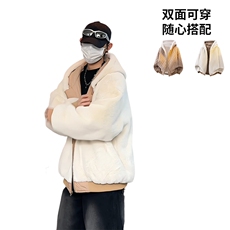 MY5095/P110双面穿座山雕男女加厚保暖毛绒棉衣连帽大码外套棉服，男装棉衣，电商A141