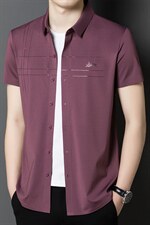 高档免烫衬衣专柜品质男无痕夏季冰丝短袖衬衫中青年纯色商务，男装衬衫，电商B212（原钱塘6029）