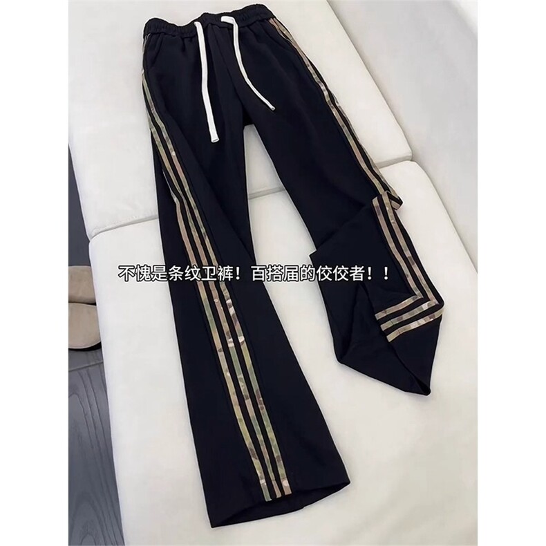 迷彩条纹裤子男美式重磅三条杠卫裤直筒阔腿休闲运动裤LM560-P40，男装休闲裤，星座1008