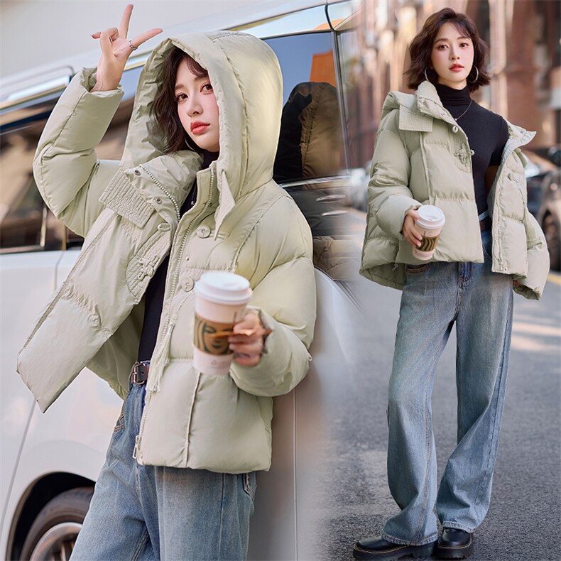 新中式国风短款羽绒服女2024冬季新款小个子面包服保暖白鸭绒外套,女装羽绒服,悦祺