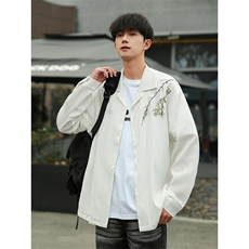 春秋季新款韩版刺绣长袖衬衫男宽松休闲百搭衬衣外套CS650-P40，男装衬衫，星座208-5