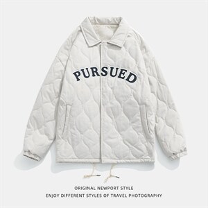 中性风翻领棉服女2024冬季新品复古刺绣棉衣外套潮J5035-P85控138图片