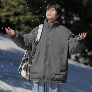 现货冬季美式休闲加厚雪山外套夹克立领纯色三防户外工装棉服图片